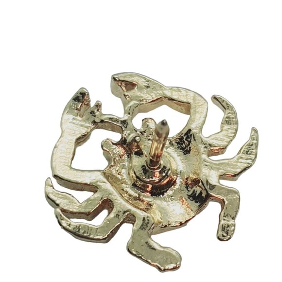 CRAB FIGURAL GOLD CLUTCH PIN BROOCH TIE TACK LAPEL BROACH GOLDTONE VTG Ballou - Picture 7 of 13